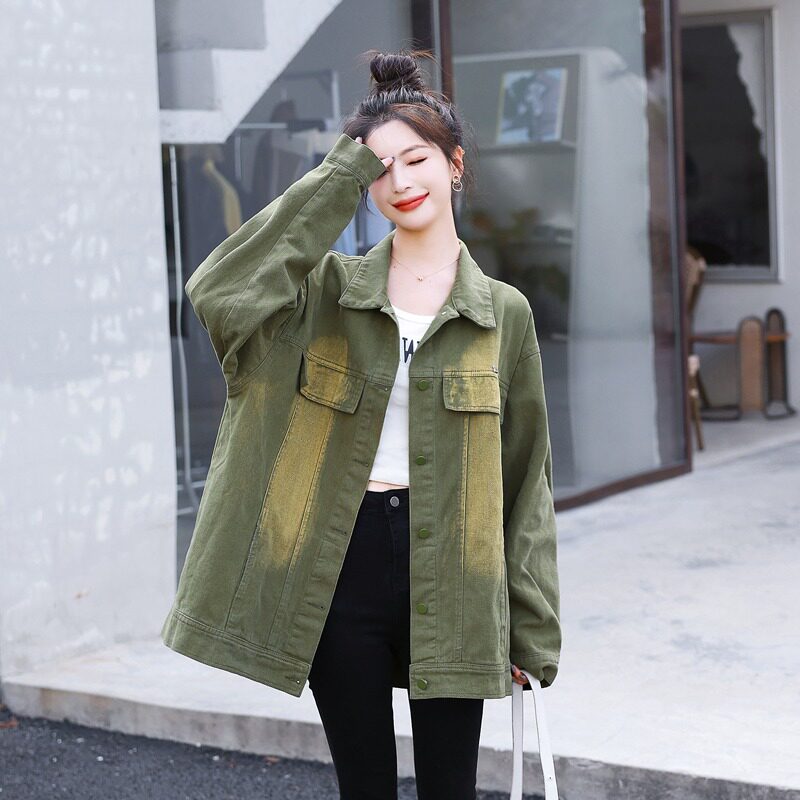 工装牛仔外套女春秋季2025新款宽松大码中长款美式复古夹克上衣潮,女装/女士精品,短外套,淘宝优惠券,粉丝福利购,淘宝优惠卷