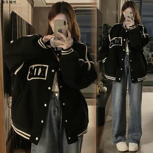 流行棒球服外套女减龄春秋新款大码胖MM韩版学生中长款夹克港风潮