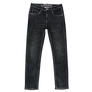 [小直筒]CB371唠叨牛仔冬季黑色雪狐绒加厚牛仔裤男保暖厚裤子男