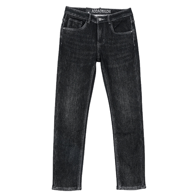 冬季黑色雪狐绒加厚牛仔裤