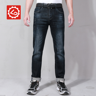 猫须水洗字母凸胶百搭牛仔裤 男士 CB343唠叨牛仔秋款 子 小直筒