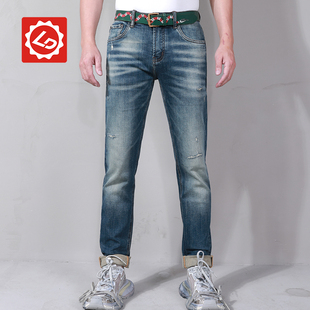 修身 CB331唠叨牛仔秋季 小脚破洞弹力牛仔裤 潮牌男士 子 长裤 小脚