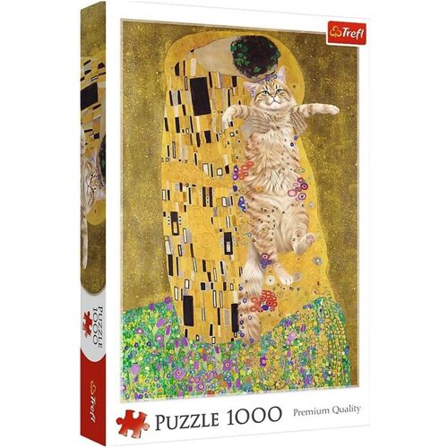 新品包邮 trefl欧洲进口益智名画拼图 克里姆特 吻1000片猫咪版