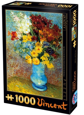 现货D-Toys罗马尼亚进口益智拼图66916VG02梵高 蓝色花瓶花1000片