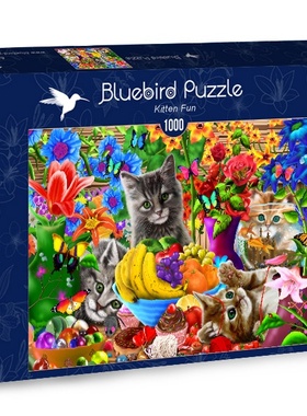现货包邮 法国Bluebird蓝鸟进口益智动物拼图70183猫咪乐趣1000片
