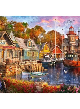 新品包邮波兰trefl欧洲进口益智拼图玩具10796海滨港湾1000片减压