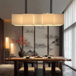 侘寂风实木餐桌椅 别墅会所餐桌椅组合家用高档餐桌 长方形餐桌椅