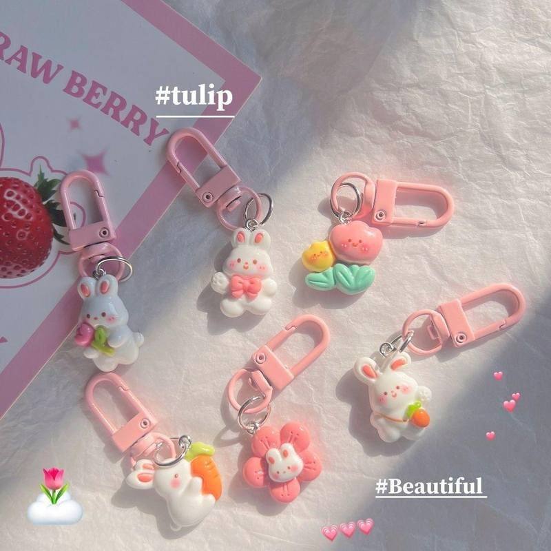 可爱花系萝卜兔子钥匙扣ins甜美少女闺蜜礼物书包挂件配饰饰品,服饰配件/皮带/帽子/围巾,钥匙扣,淘宝优惠券,粉丝福利购,淘宝优惠卷