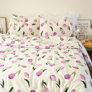 230 单双人全棉被套200 学生宿舍三件套 纯棉斜纹亲肤床单 少女系