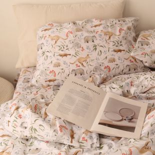 双人200 结实耐用平纹被套 230床单四件套 出口北欧100纯棉 Ins风