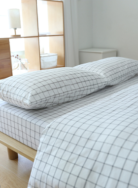 纯棉被套单件白色格子全棉被罩200*230单人学生宿舍1.5米1.8m床上