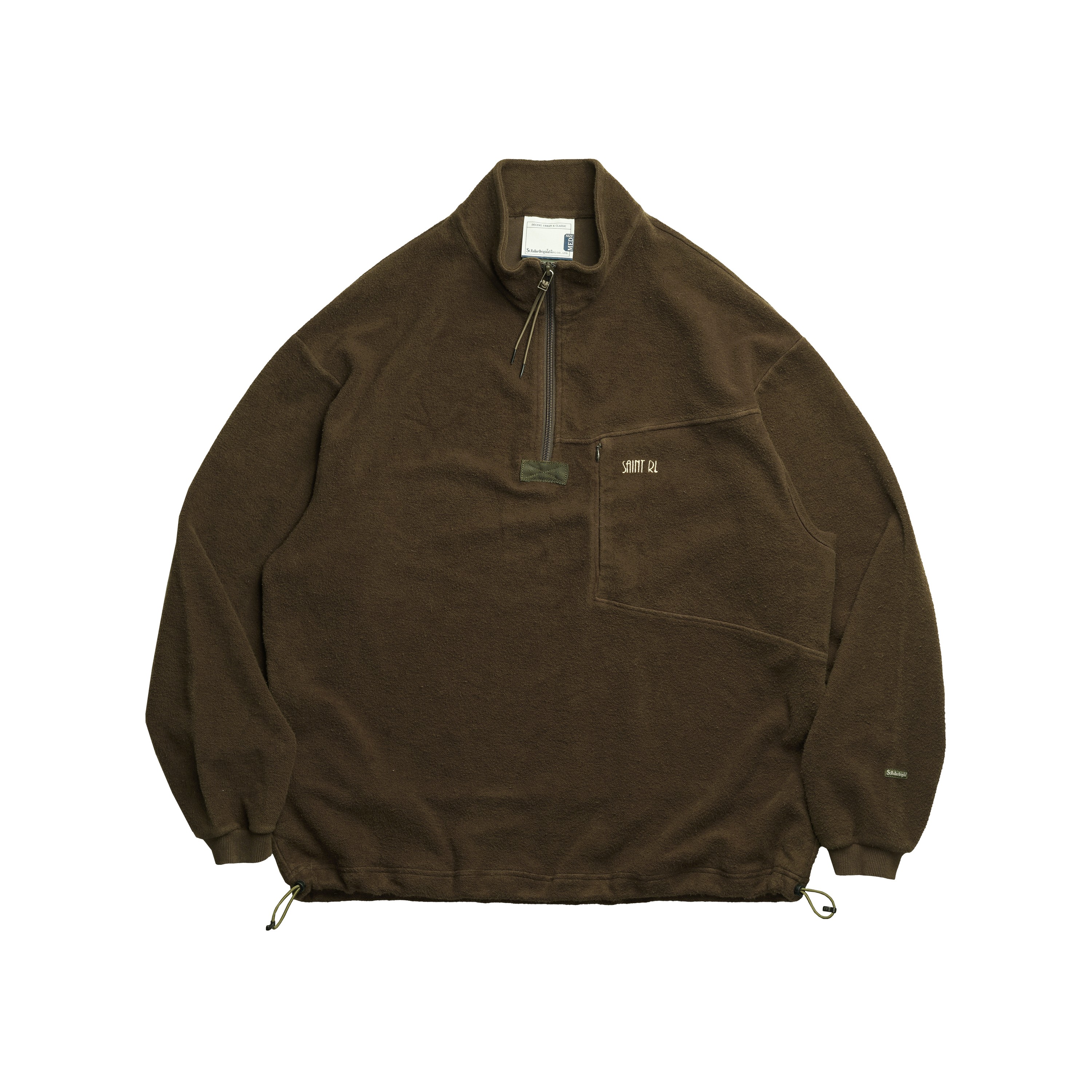 STRL 24FW 半开胸造旧定织重磅拉链刺绣LOGO抓绒宽松卫衣