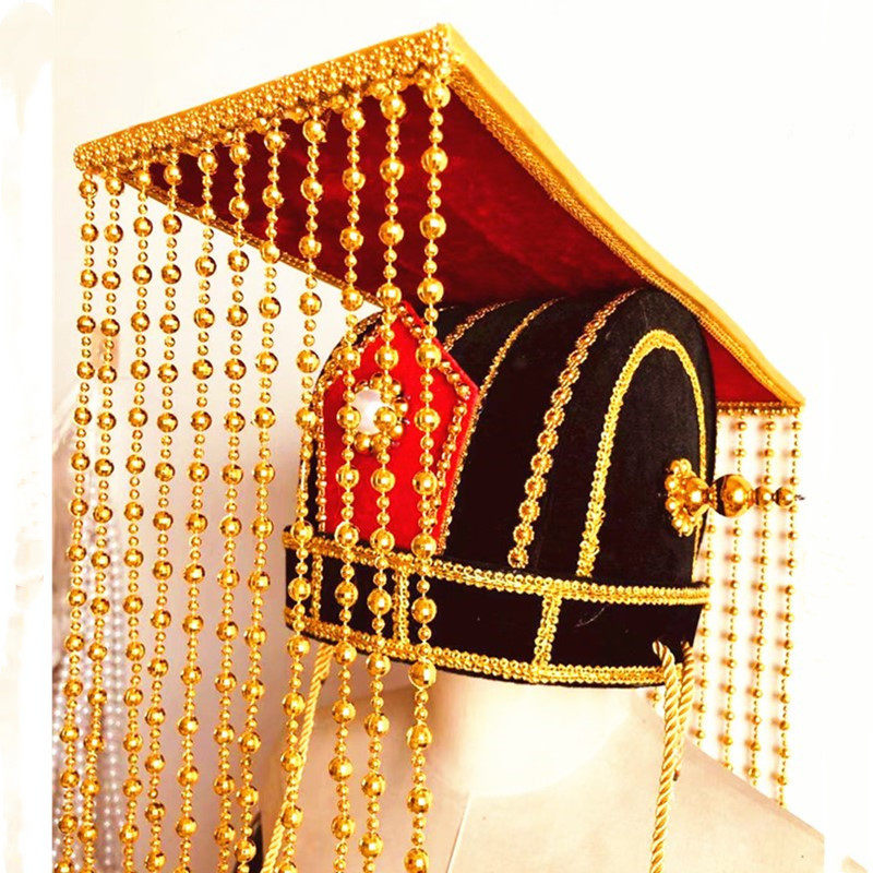 古代秦始皇皇帝帽盔头平顶冠冲天冠日月冠帽子寺庙头饰清朝平顶帽