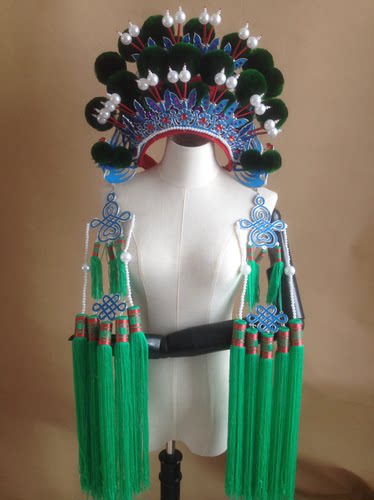 六一儿童走秀花木兰舞台表演凤冠婚纱影楼艺术写真拍照凤冠绿色绒