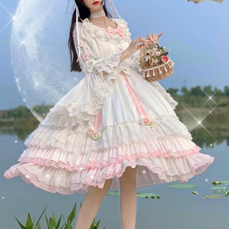 原创仙女孩洋装华丽时尚原创设计lolita洛丽塔白色花嫁华丽全套装_虎窝淘