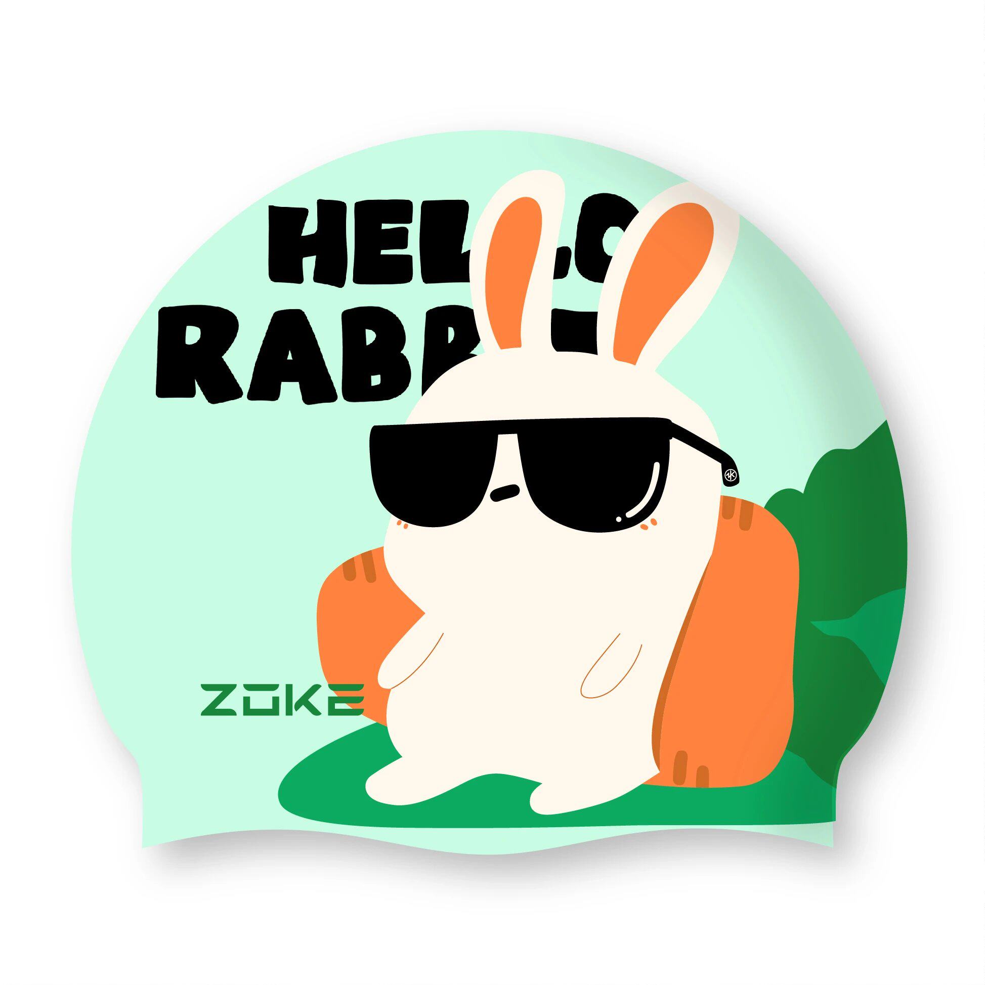 Zoke洲克男女防水卡通动物可爱护耳专业比赛训练竞速加大硅胶泳帽