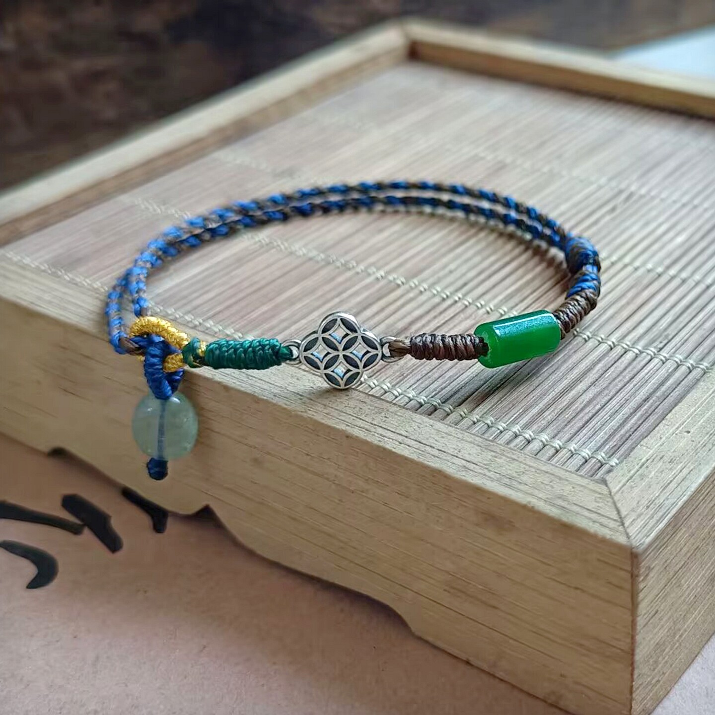 忘忧复古蜡线925银钱币手绳