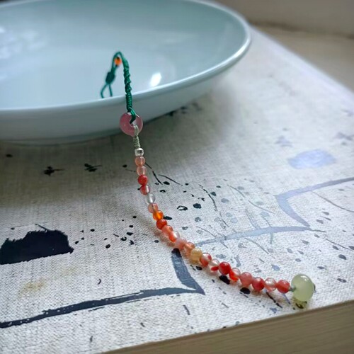 南红玛瑙平安扣蜡线编织细手链