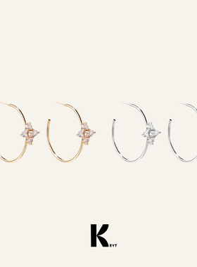 KEYT原创“old money”金银双色十字锆石耳圈