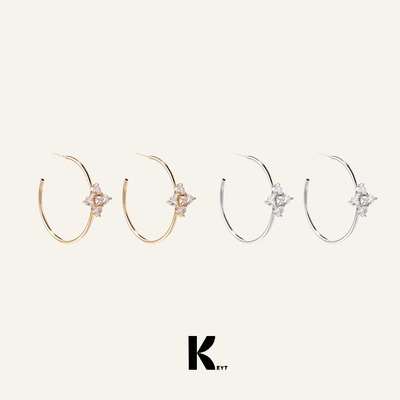 KEYT原创“old money”金银双色十字锆石耳圈