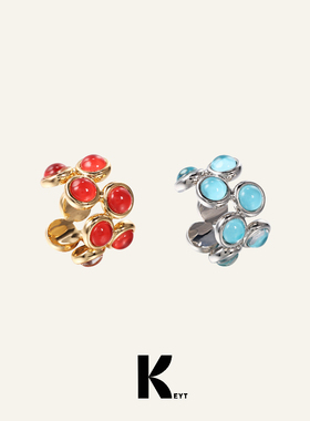 KEYT四色透明珠珠拼接戒指D244