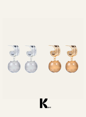 KEYT.自主设计凯旋门透明吊坠多色半透球球耳钉