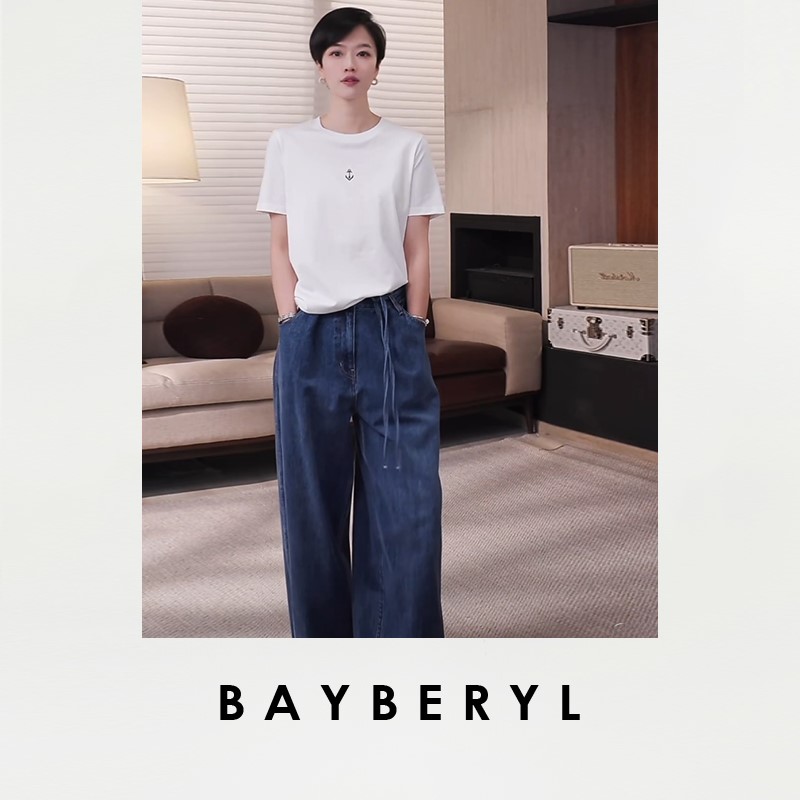 tb2色船锚T*刺绣圆领白灰休闲