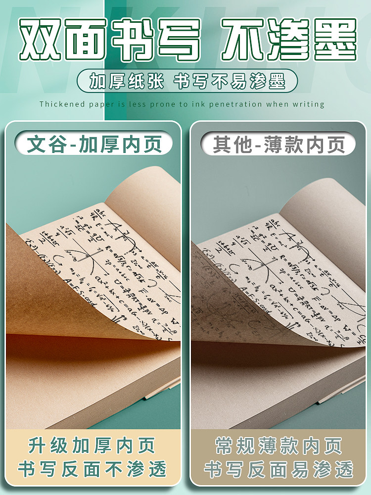 대학원 입학 시험을위한 빈 줄이있는 초등학생을위한 베이지 색 눈 보호 초안 초안 책 고등학생 및 대학생이 두꺼워졌습니다