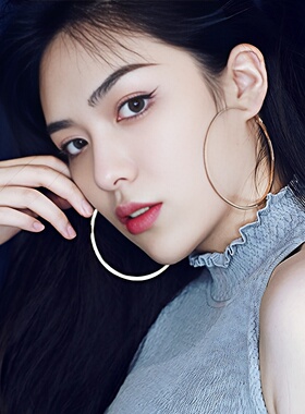 欧美大耳环简约方管大圆环几何耳圈时尚潮夸张气场女耳饰嘻哈耳坠