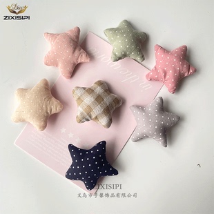 DIY布艺格子圆点五角星手工布艺配件充棉服装公仔胸针配件/M1042