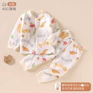 婴儿夹棉秋冬季 棉服纯棉衣服 分体套装 宝宝40克薄棉高腰两件套冬装