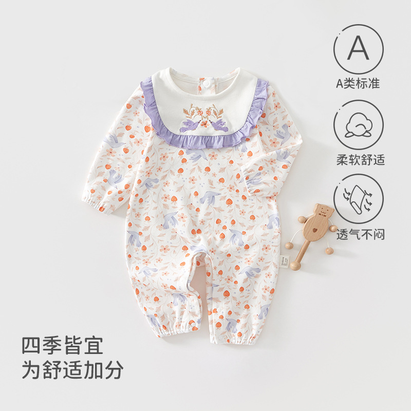 婴儿春秋季连体衣长袖甜美公主风
