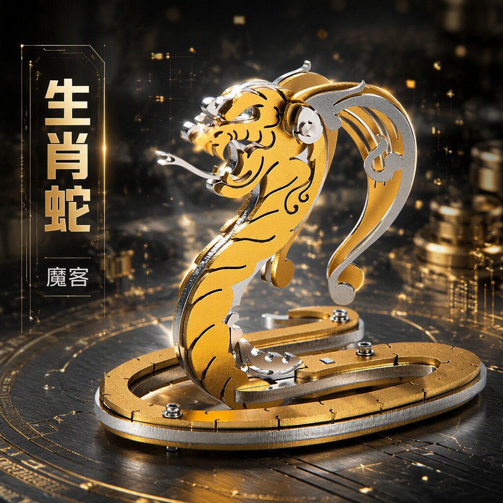 魔客3D金属拼图十二生肖拼装模型玩具生肖龙蛇狗DIY手工节日礼物