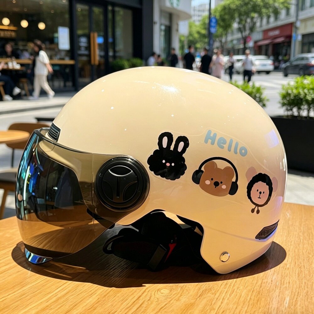 可爱防晒卡通电动车头盔