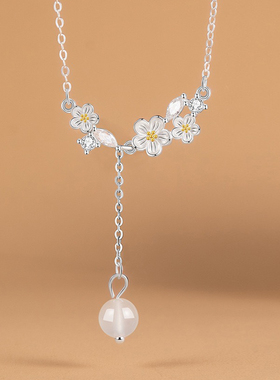 新国风S925银茉莉花锁骨项链
