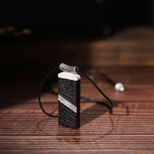 原创设计天然黑檀木吊坠项链女小众高级感长款毛衣链配饰品礼物
