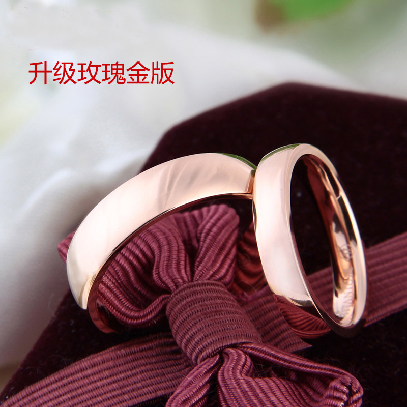 男女款纯钛玫瑰金对戒可刻字图片
