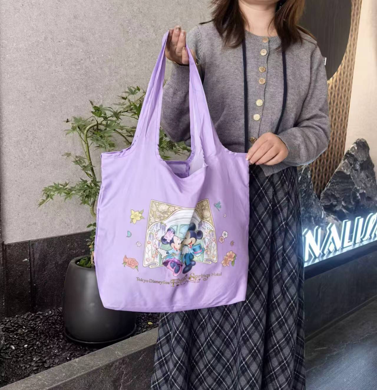 出口岛国原单可折叠便携式香芋紫加厚面料购物袋环保袋手提袋