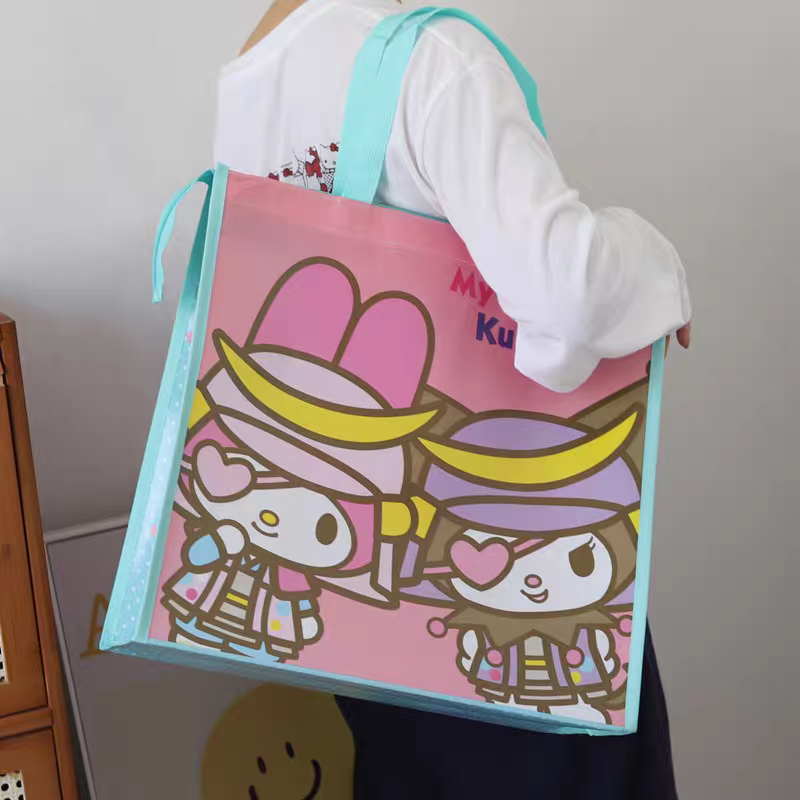 出口日本原单卡通印花加厚防水覆膜面料带拉链单肩购物袋环保袋,收纳整理,购物袋/环保袋/帆布袋,淘宝优惠券,粉丝福利购,淘宝优惠卷