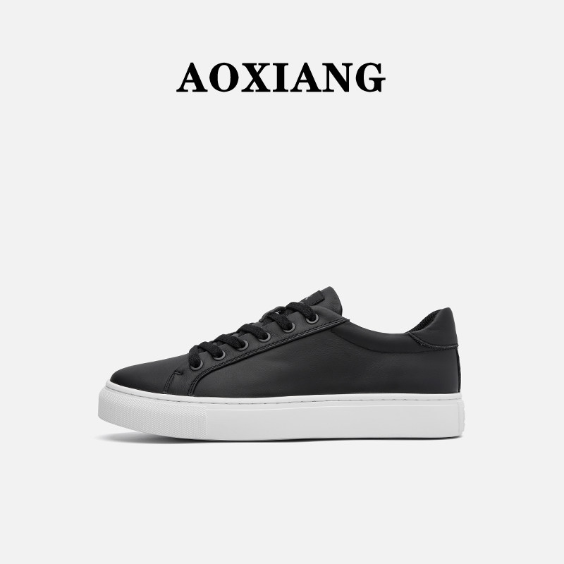 奥象头层牛皮男士防滑一脚蹬板鞋