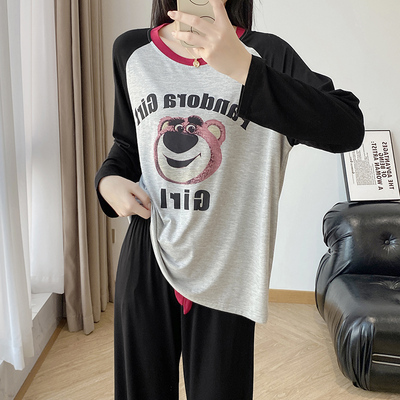 莫代尔睡衣女春秋长袖长裤