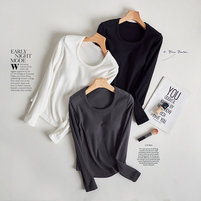 带胸垫双面德绒保暖内衣女