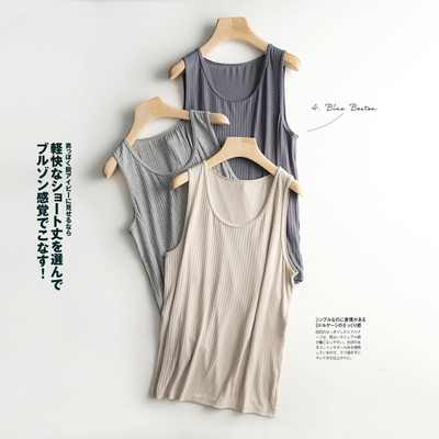 螺纹莫代尔男士背心T薄款