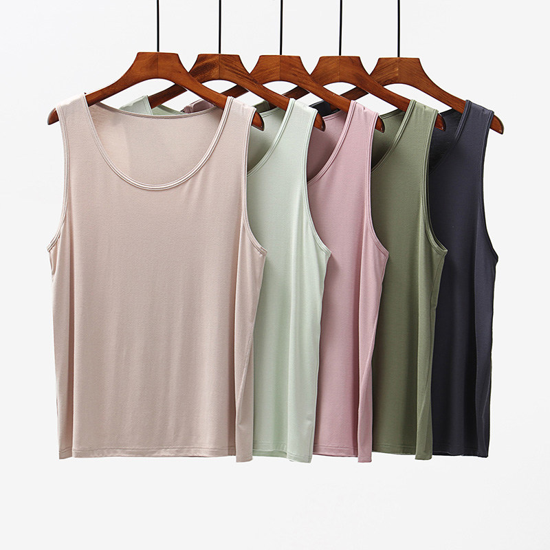 남성 조끼 조끼 여름 얇은 얼음 실크 모달 허들 스포츠 민소매 이너웨어 바닥 스웨트 셔츠