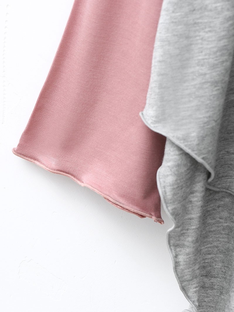 여성용 잠옷 가을 모달 컬러 블록 스트레치 셔츠 루즈한 티셔츠 중간 기장 홈 스커트 봄 가을 잠옷