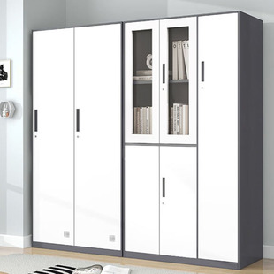 家用更衣柜铁皮柜员工储物存包柜鞋柜灰白窄边加厚二四五门更衣柜