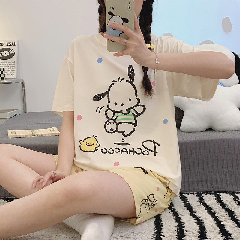 红豆睡衣女夏网红风2024新款大童初中学生13岁15女孩短袖短裤纯棉