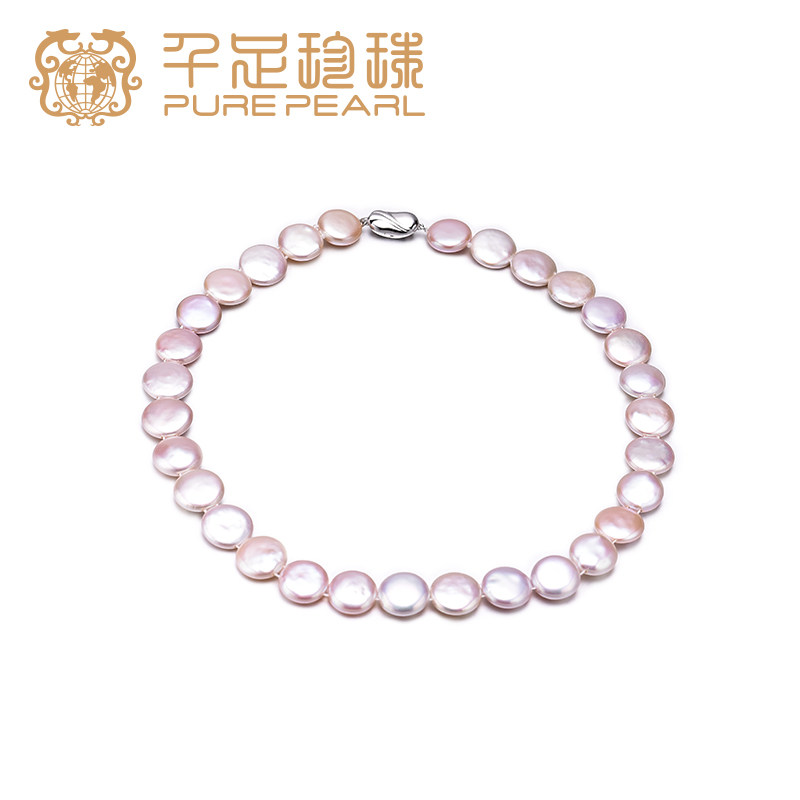 千足/杳霭/巴洛克项链13-14mm粉色伴彩女合金扣颈链