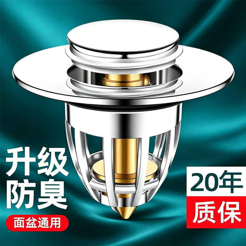 洗脸盆漏水塞下水器弹跳芯按压式面盆防堵过滤网家用通用卫浴配件