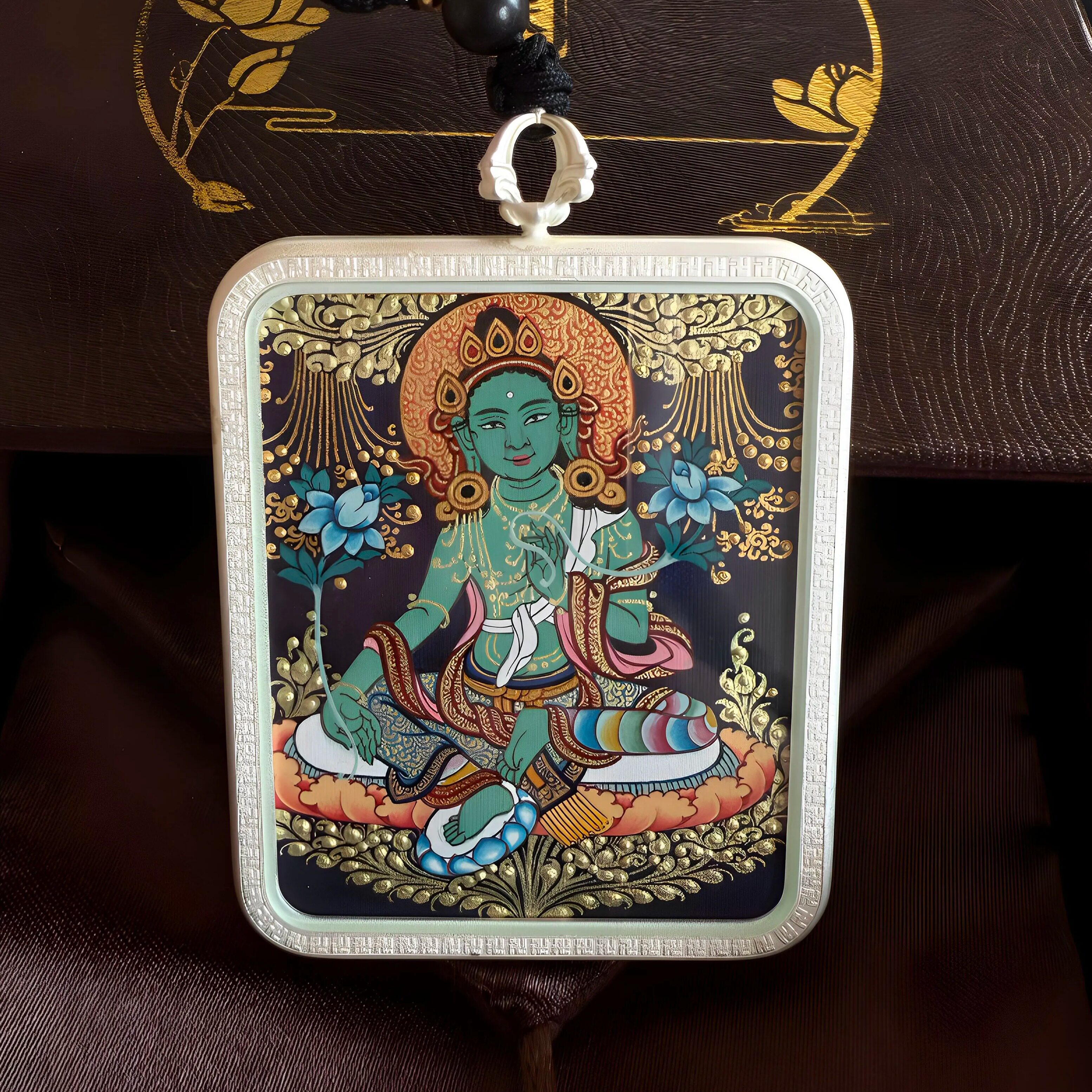 热贡扎西唐卡手绘唐卡艺术绿度母唐卡嘎乌随身佛